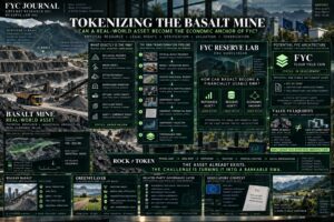 Albanian basalt mine connected to the FYC Reserve Lab through mining rights, verified basalt inventory, valuation and RWA tokenization architecture.